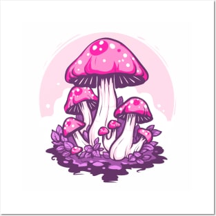 Pink Amanita Mushroom Posters and Art